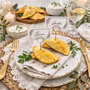 Pierogi Place Card Holder, Food Label, Photo Holder, Handmade Clay Polish Food